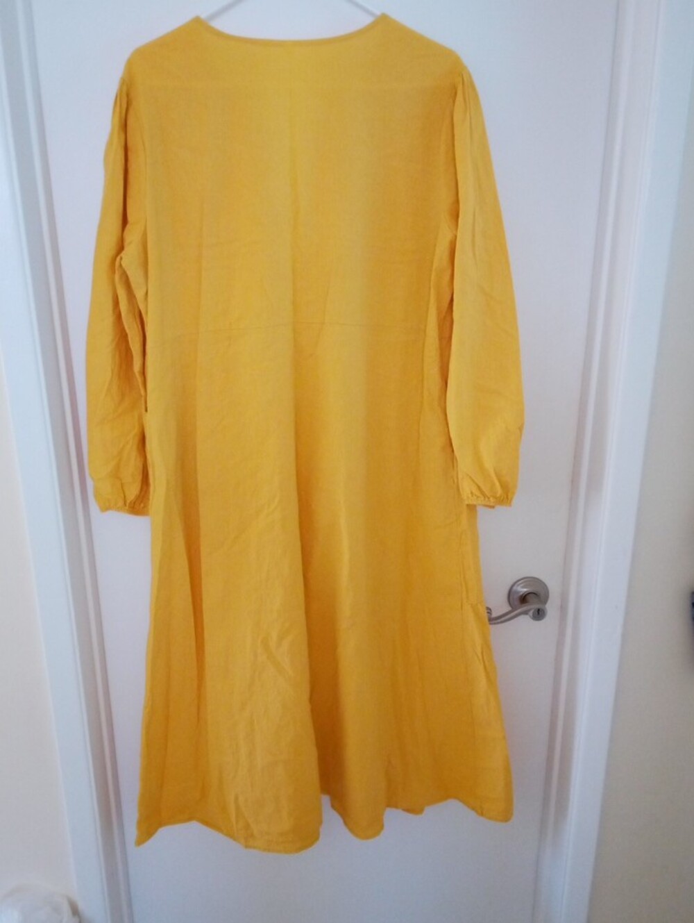 Women's Mustard Yellow Tiered Maxi Dress with V-Neck - Picture 4 of 12